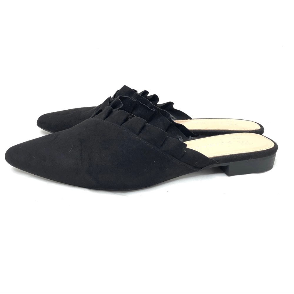Primark black suede ruffle women’s flat size 7 - Picture 3 of 8